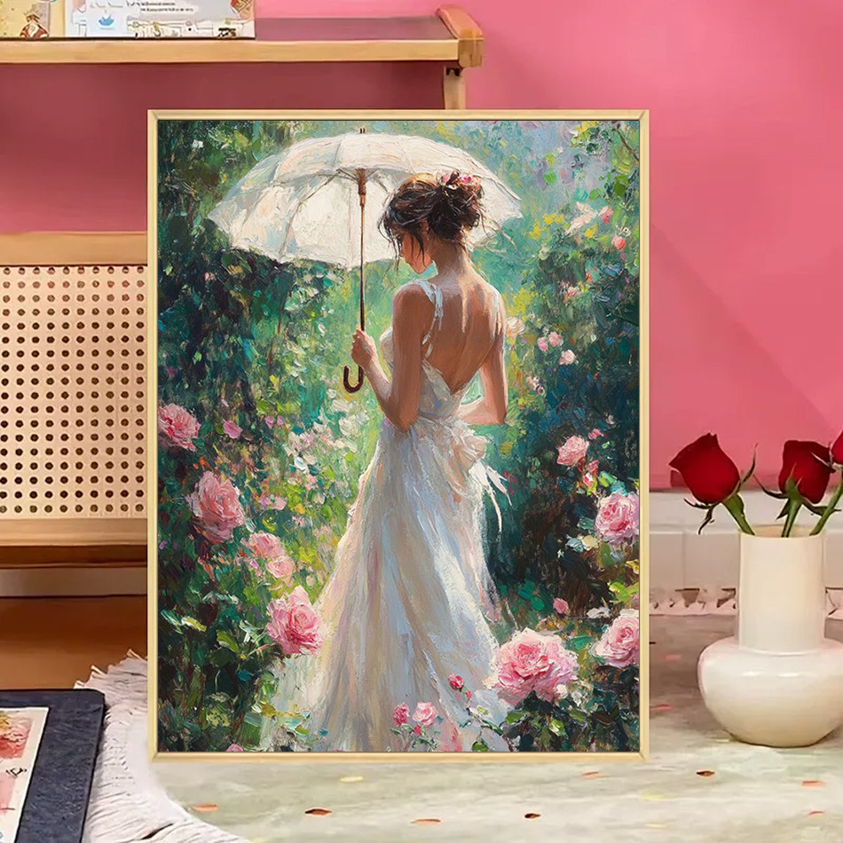 

RUOPOTY Painting Paints By Numbers Noble and elegant woman's silhouette Oil Arts Crafts Canvas Picture Drawing Brushes Wall Art