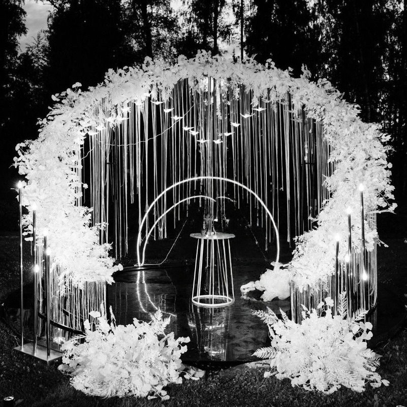 

Popular double ring semicircular arc background, beautiful design, stage party wedding outdoor decoration background arch