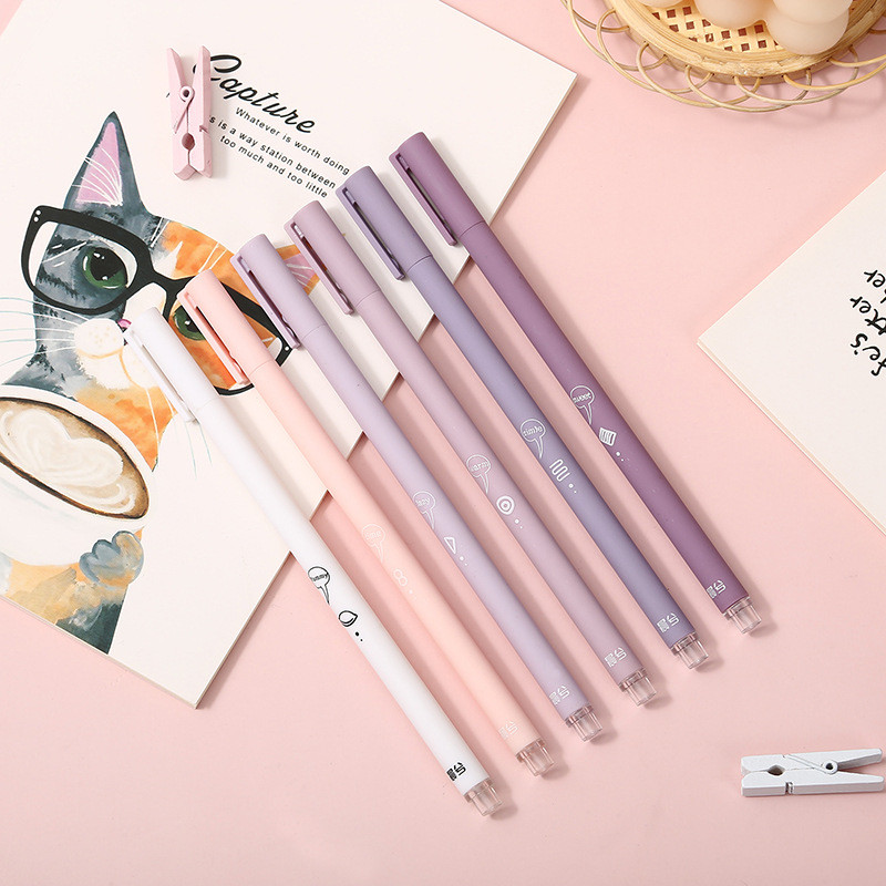

6pcs/set Creative Cute Morandi Simple Small Fresh Gel Pen Kawaii Quick Drying Cap Neutral Pen Journal Supplies Stationery