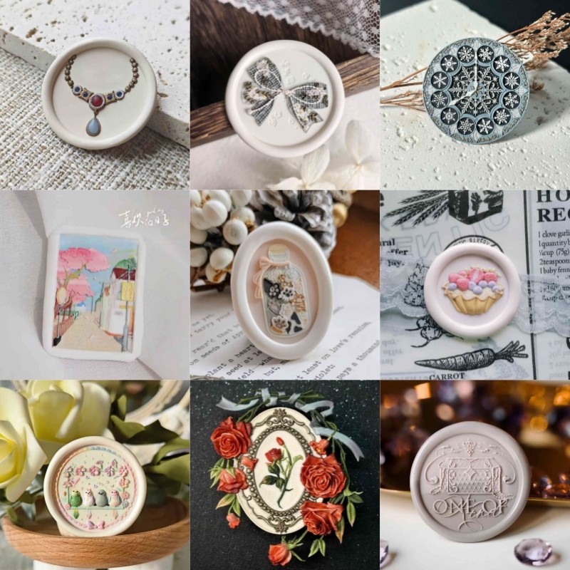 

2025 New Lacquer Seal Multi-Layer Fine Carving Cute Seal Head Embossed Copper Head Invitation Envelope Seal Diy Stamp Toy