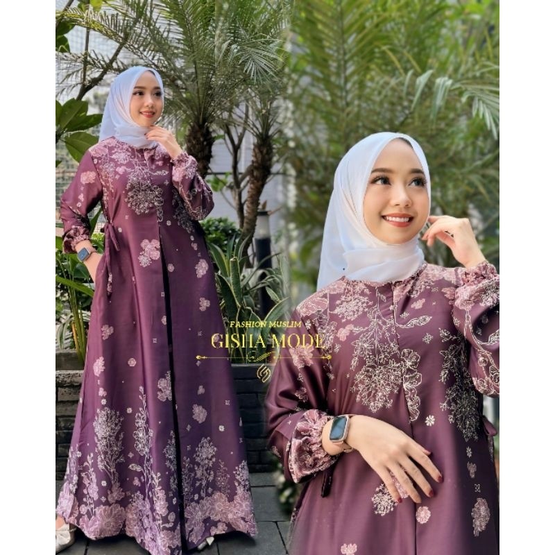 [BISA COD] RINJANI DRESS /GAMIS SILK PREMIUM MOTIF TERBARU WANITA MUSLIM BUNSUI JUMBO TERLARIS