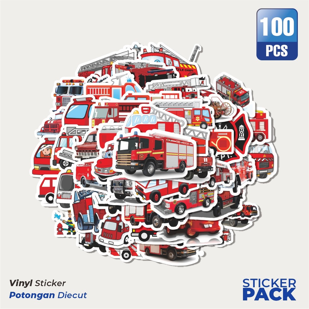 

Super Hemat! 100 PCS Stiker Truk Pemadam Kebakaran Dekorasi Lucu Kreatif untuk Notebook, Skateboard, HP