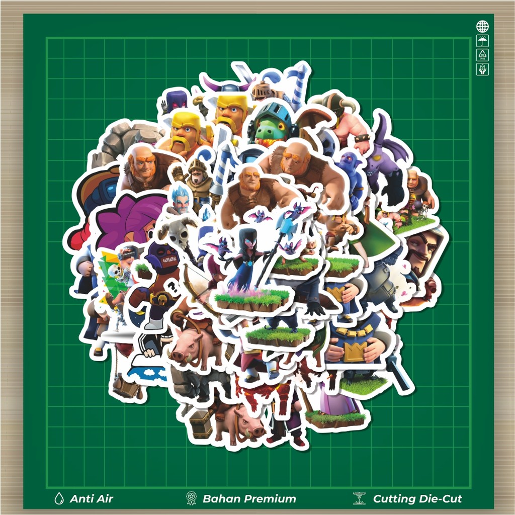 

HOT 50 PCS STIKER Stiker Clash Of Clans Game Video Series 4 Stiker Fashion Cars Decal Dingin Kartu Album Custom Vinyl Anti Air- Sticker Aesthetic Buku Journal Koper Casing HP Tablet Laptop Helm Motor Botol Minum