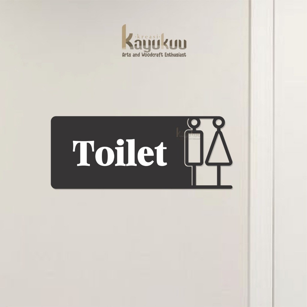 Hiasan Dinding Sign Board TOILET AKRILIK Acrylic Tulisan Cat Putih/Cat Emas