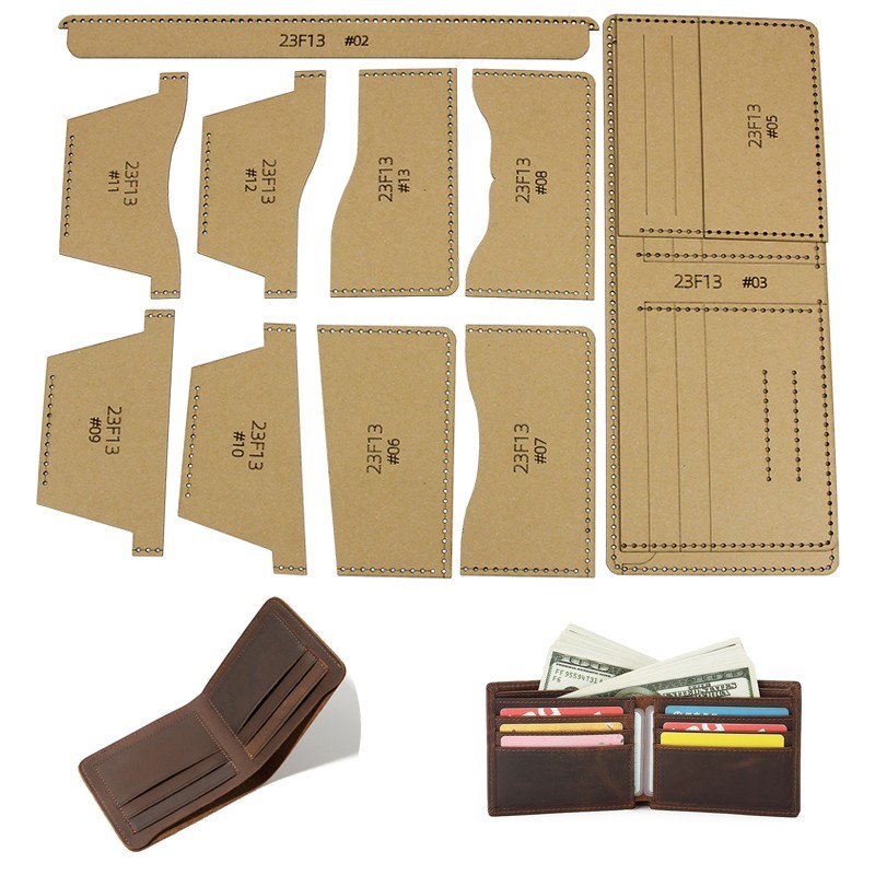 

NUBECOM DIY Wallet Design Leather Template Universal Short Clip Templates Paper Stencils Leathercraft Tools Sewing Accessories