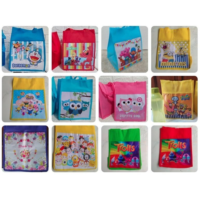 

1 Lusin Seri GIRL Tas Goodie Bag Ulang Tahun Anak Bingkisan Snack Ultah Murah Spunbond Goody Bag NK