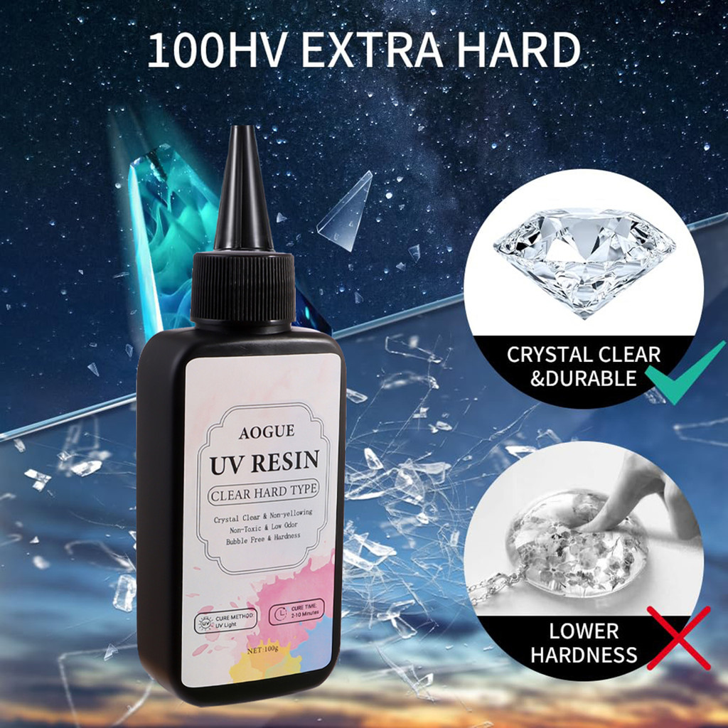 

High Definition High Clear Hard UV Glue,Anti Yellowing&Low Irritation Epoxy Resin Quick Drying Adhesive for Resin Jewelry Crafts
