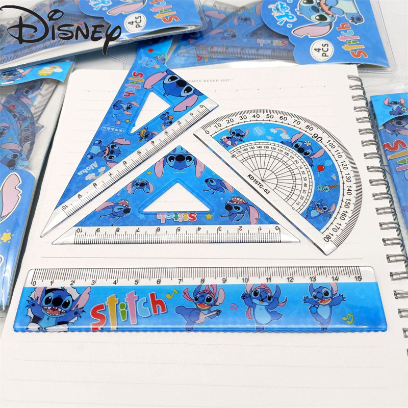 

Disney Anime Stitch Triangular Protractor Ruler Kawaii Lilo & Stitch Rulers Set Cartoon Student Stationery School Office Supplie