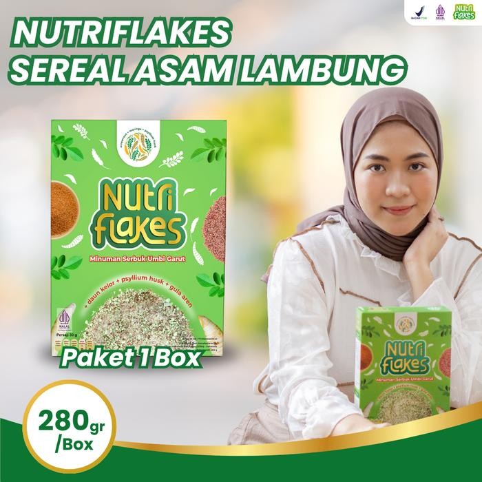 

NUTRIFLAKES SEREAL UMBI GARUT WITH PSYILIUM HUSK & KELOR 1 BOX 280gr - 1 Box