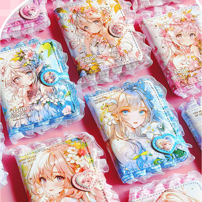 

Mini Cartoon Girl Notebook Portable Small Book Cute Pocket Note Soft Leather Notepad Magnetic Buckle Booklet