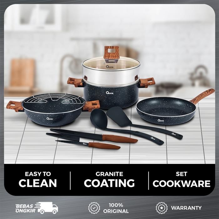 Oxone OX997 Performa Cookware Set Kaca Pan Wok Silikon Wok - MARBLE
