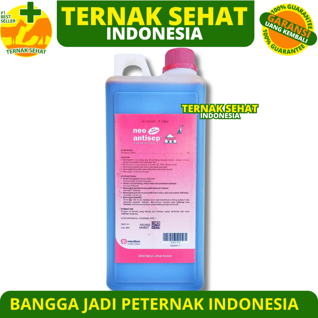 NEO ANTISEP NEW FORMULA 1 LITER MEDION - Desinfektan Disinfektan Iodine untuk Kandang dan Peralatan 