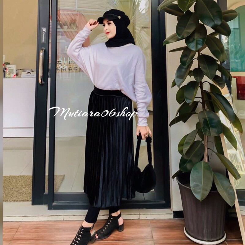 ROK PLISKET BLUDRU VELVET PENDEK 7/8 PREMIUM /ROK PLISKET BLUDRU PENDEK/ROK PLISKET BLUDRU PREMIUM/R