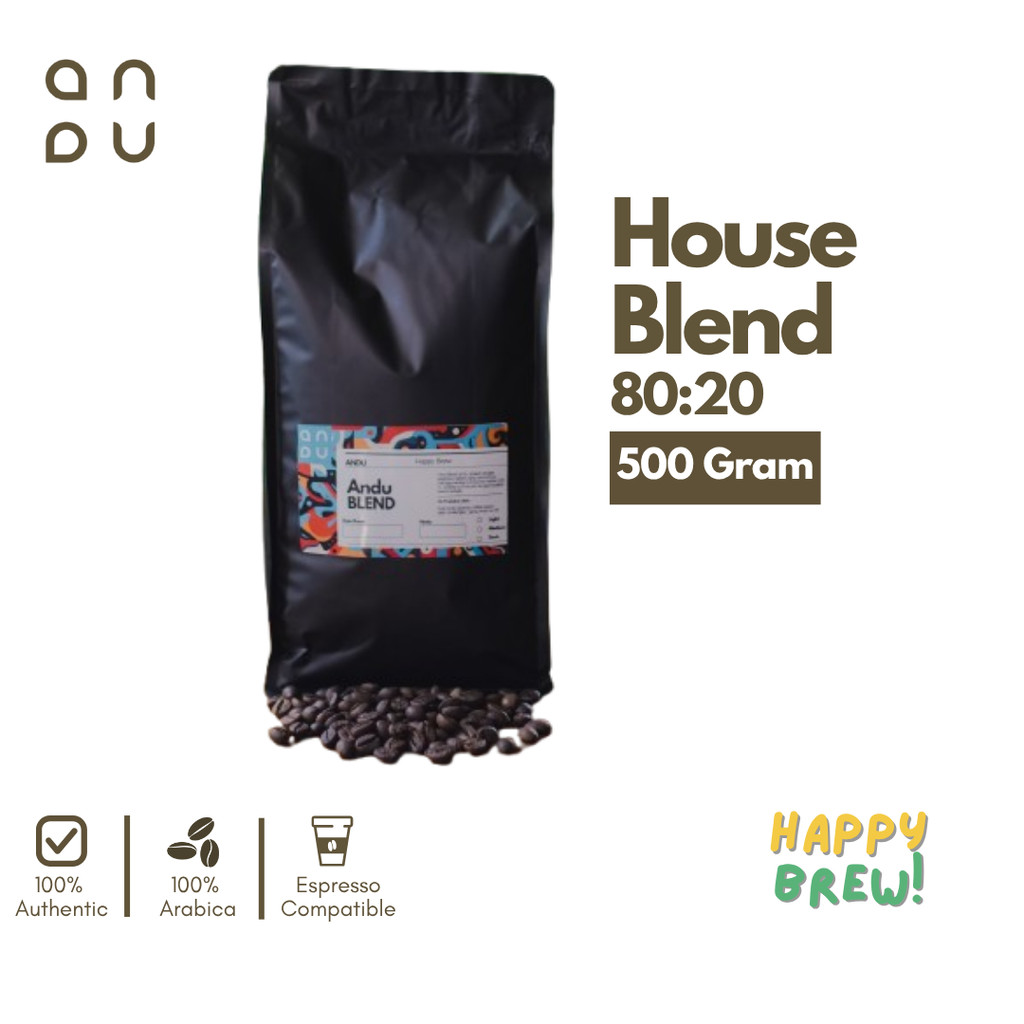 

Kopi House Blend 80:20 (Robusta:Arabika) Fresh Roast 500 Gram | Biji Kopi House Blend | Kopi Andu