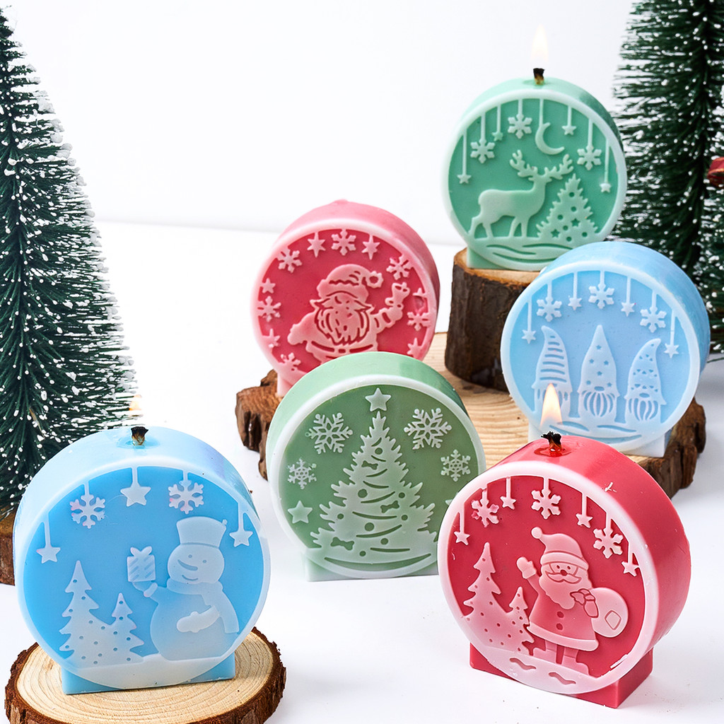 

DIY Crystal Ball Silicone Mold Embossed Tree Snowman Elk Pattern Scented Candle Mold Party Decor Craft Gift