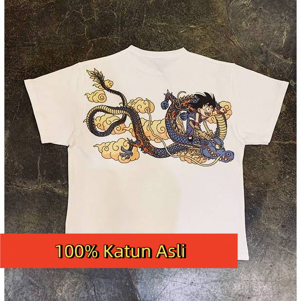 Kaos Anime Dragon Ball - Goku Naik Naga, Desain Keren ala Jepang