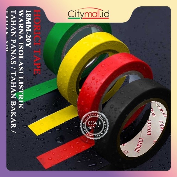 

HORICI TAPE 18*20Y ISOLASI LISTRIK PVC HITAM/MERAH/KUNUNG/HIJAU/BIRU/KUNING+HIJAU