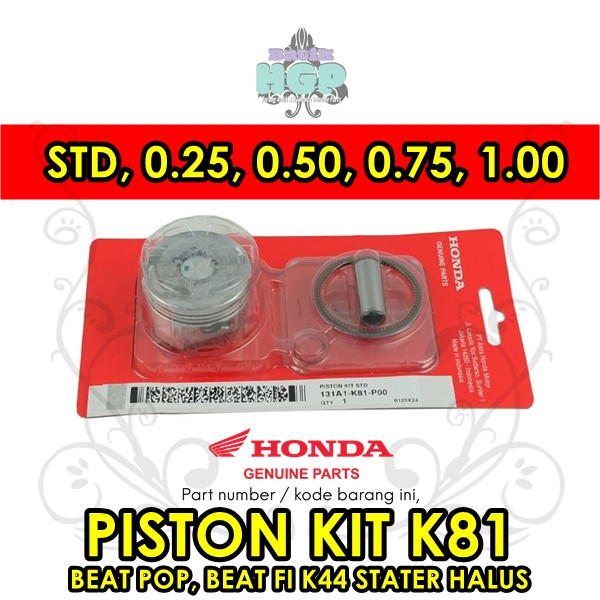 BOBUNSHOP  Piston Kit Beat ESP, Seher Set Beat K44 Stater Halus Beat Pop Original AHM - PISTON KIT
