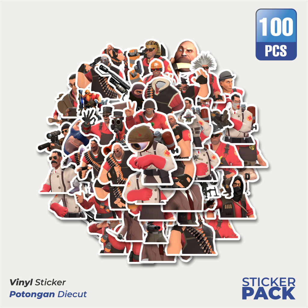 

100 PCS STIKER Stiker Game Series Team Fortres Character V10 Waterproof Aesthetic- Untuk Laptop, Motor, dan Helm - Paper Stationery Pack
