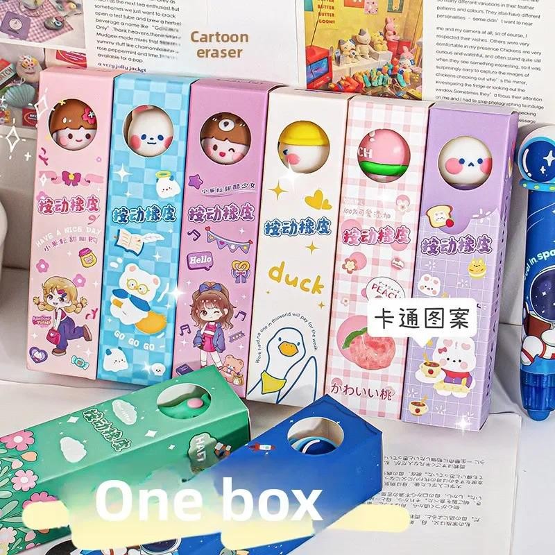 

Moka Kawaii Retractable EraserChibi-style big head Korean Stationery Rubber Drawing Erasers Children's school supplies Office