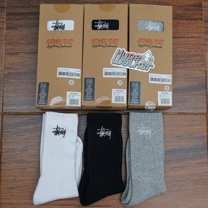 NJ38WS Kaos Kaki Katun Stussy Pria Unisex Nyaman