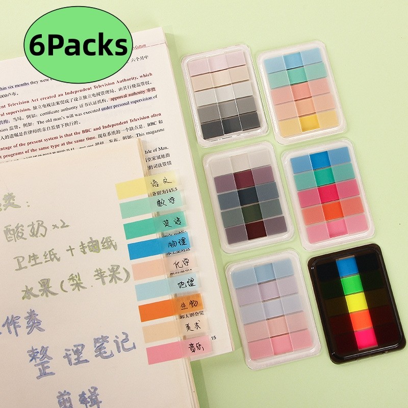 

6Packs/Set Transparent Sticky Notes Self-Adhesive BookMarker Annotation Reading Book Clear Tab Kawaii Cute Stationery