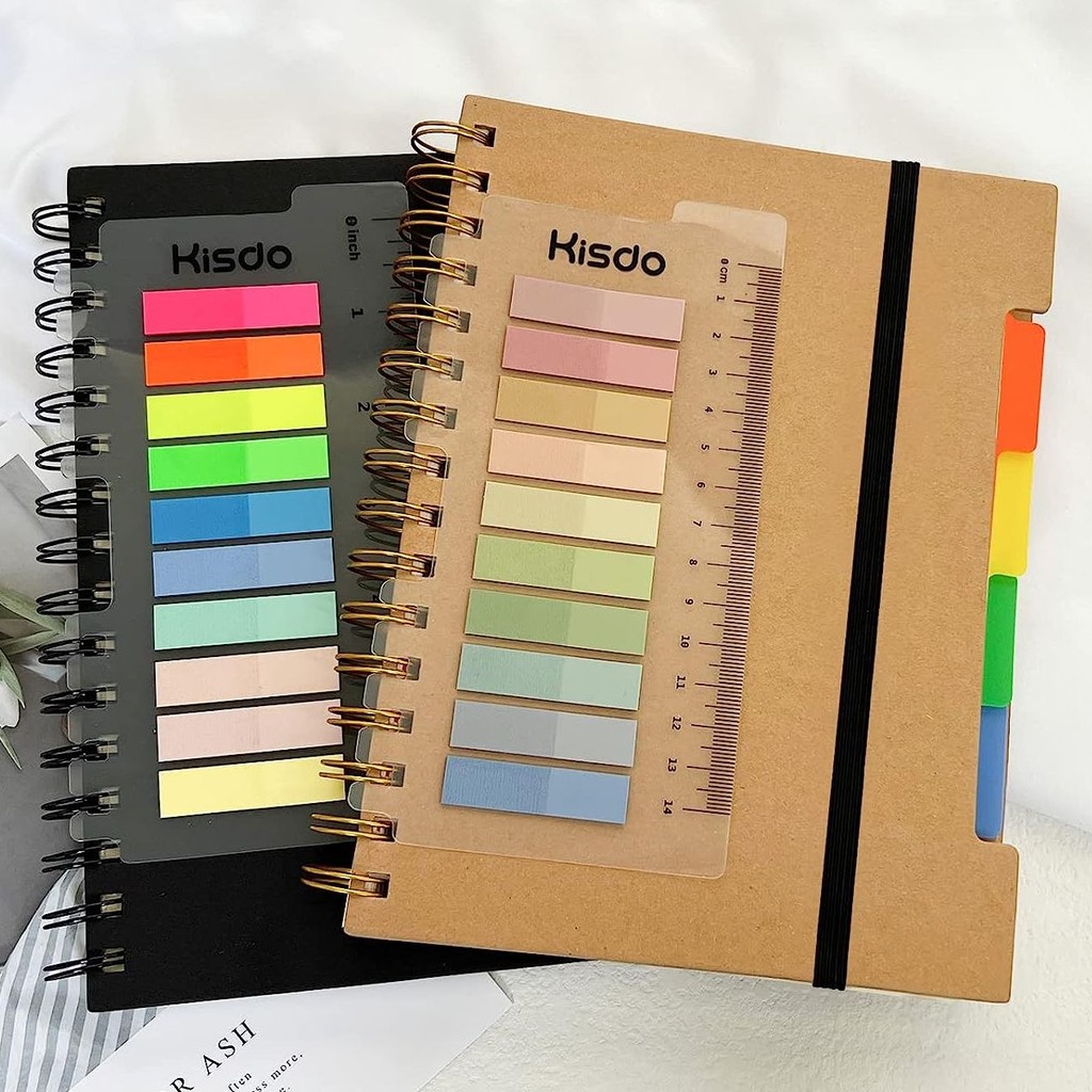 

A5 Hardcover Large Spiral Notebook,Subject Spiral Notepad,Index Planner Journal with Dividers,Spiral Note Book with Sticky Notes