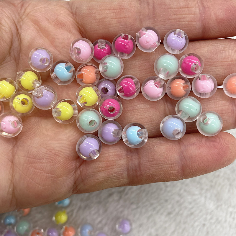 

50 Pcs 8mm Color Acrylic Beads In Beads Homemade Necklace Jewelry Handmade DIY Woven Bracelet Beaded Hairpin Earrings Material