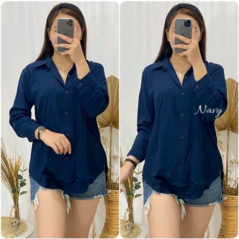 Kemeja KATUN RAYON Polos Wanita / Kemeja Polos Cewek / Kemeja Polos Kantor / Kemeja Polos Perempuan 