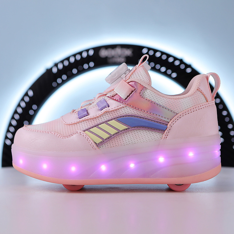 Sneakers for Boy Girl Casual Luminous LED Light Sports Shoes Childrens Roller Skating Leisure Shoes 