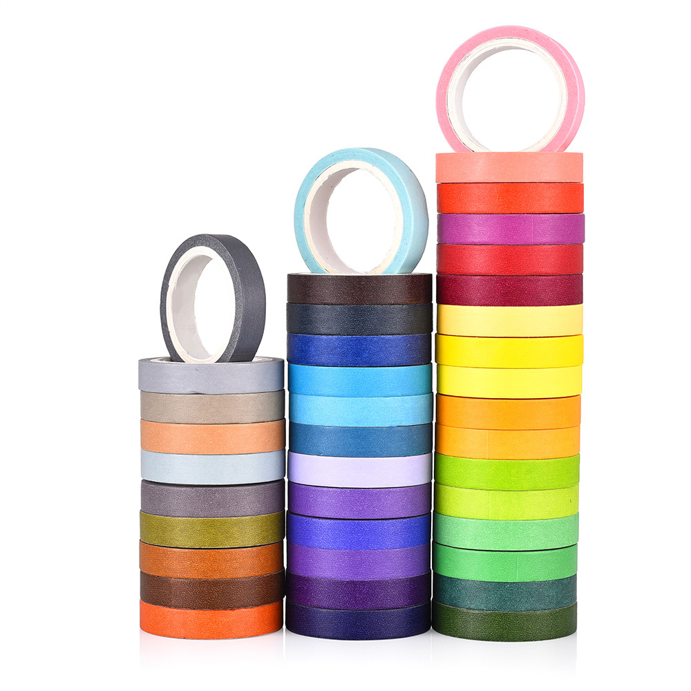 

40Pcs Rainbow Solid Color Japanese Masking Washi Sticky Paper Tape Adhesive Printing DIY Scrapbooking Deco Washi Tape