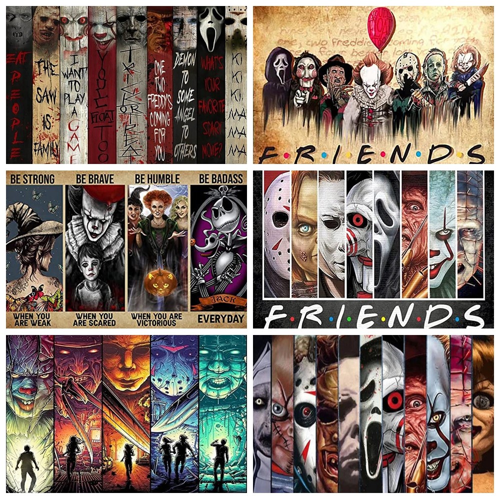 

DIY Horror Diamond Painting Movie Classic Characters Collage Full Embroidery Rhinestone Art Halloween Home Decor Picture