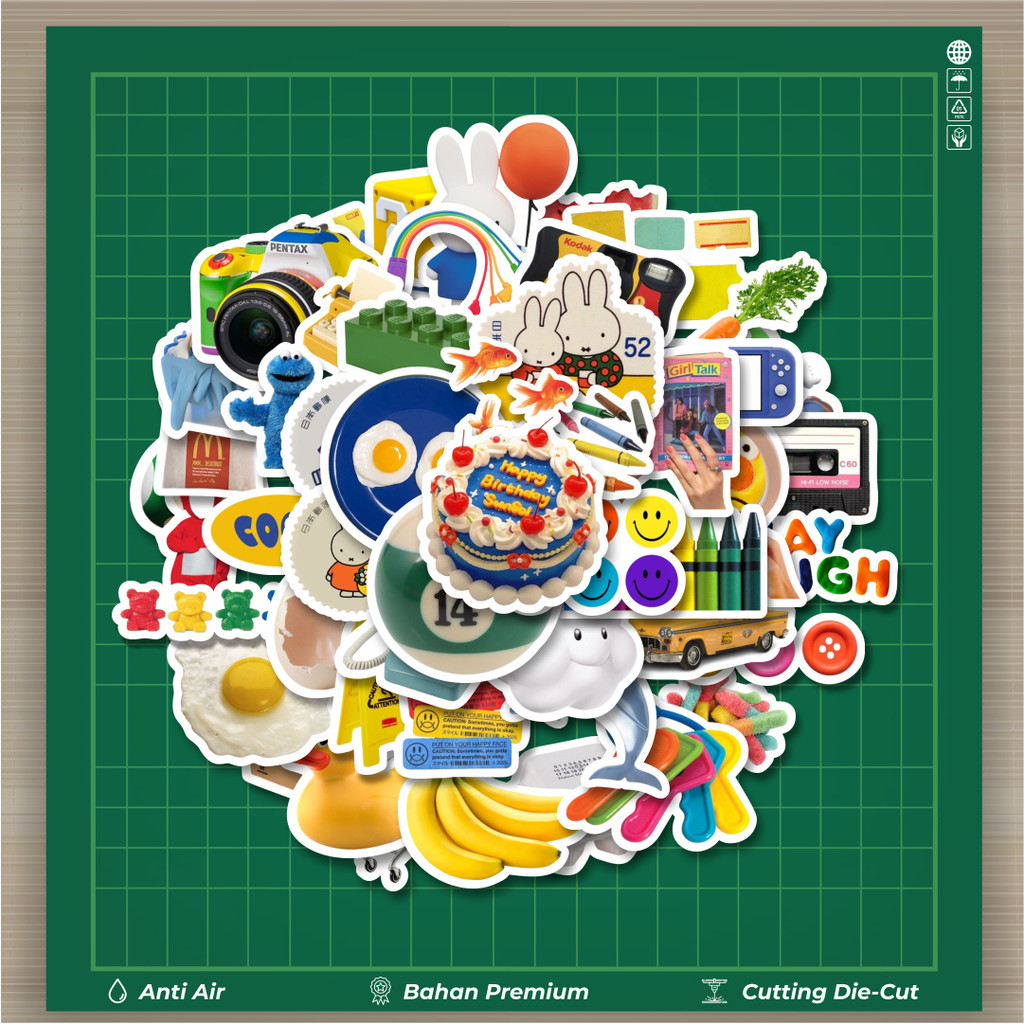 

HOT 50 PCS STIKER Stiker Colorful Retro Aesthethic Mix 1 Stiker Fashion Cars Decal Dingin Kartu Album Custom Vinyl Anti Air- Sticker Aesthetic Buku Journal Koper Casing HP Tablet Laptop Helm Motor Botol Minum