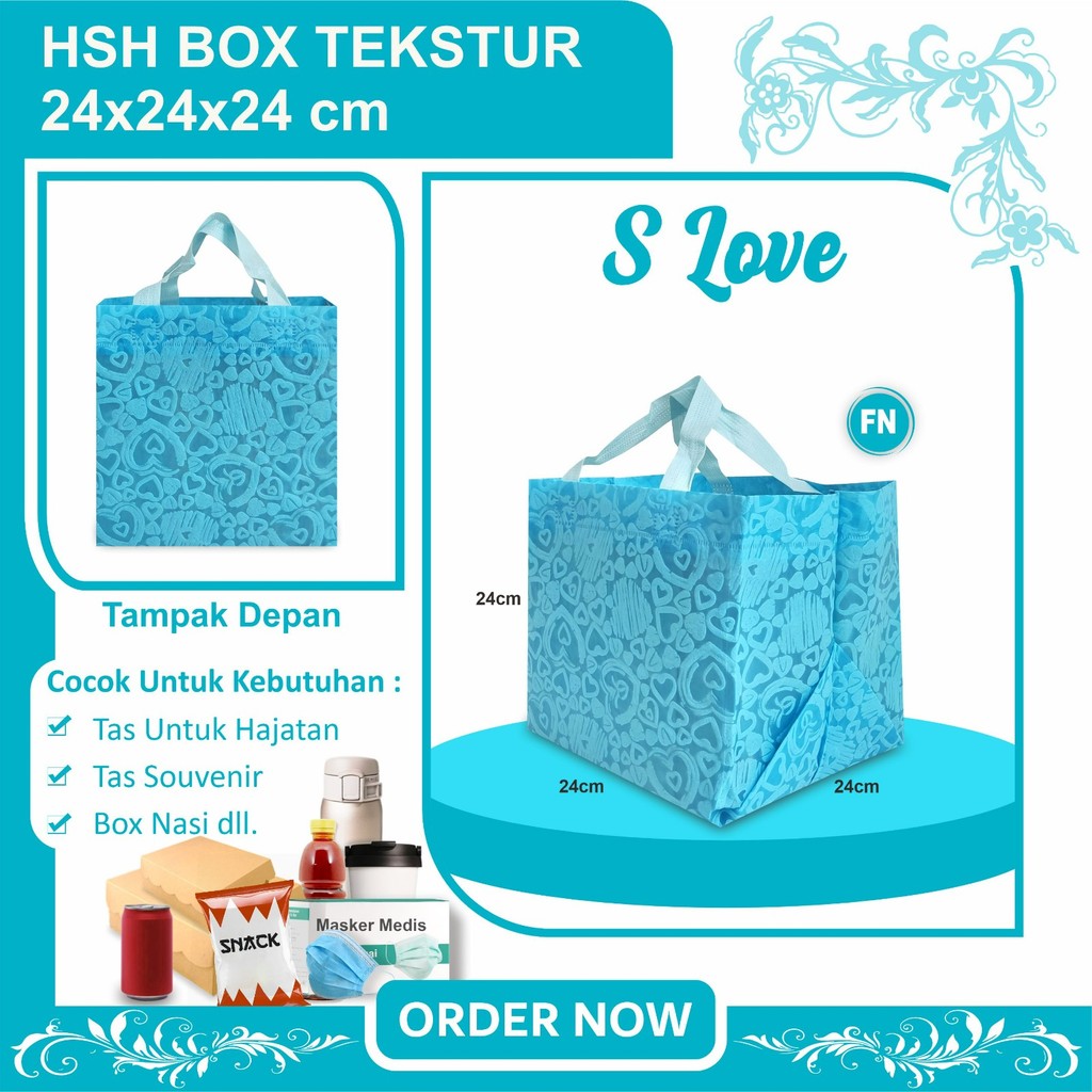 

[LUSINAN] Tas Hajatan Tas Kotak Nasi | Tas Selamatan Box Nasi 22x22 | Tas Besek Spunbond | Tas Spunbond Texture 24x24x24