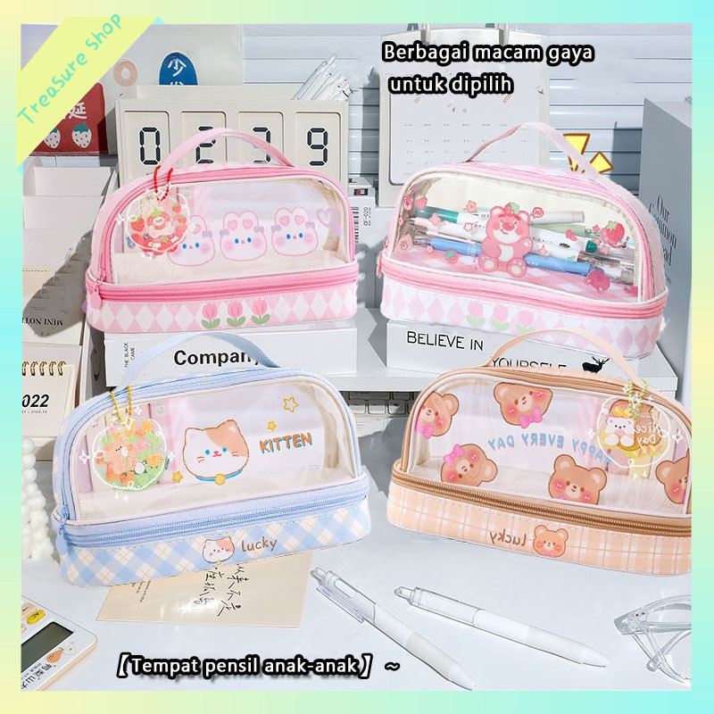 

Ready-Tempat Pensil Susun Besar,Transparan PVC Pencil Case, Kartun Baru Kapasitas Pen Bag Storage Bag,Kotak Pensil Anak Esthetis /Sekolah Anak Tas Pensil Murid Lucu
