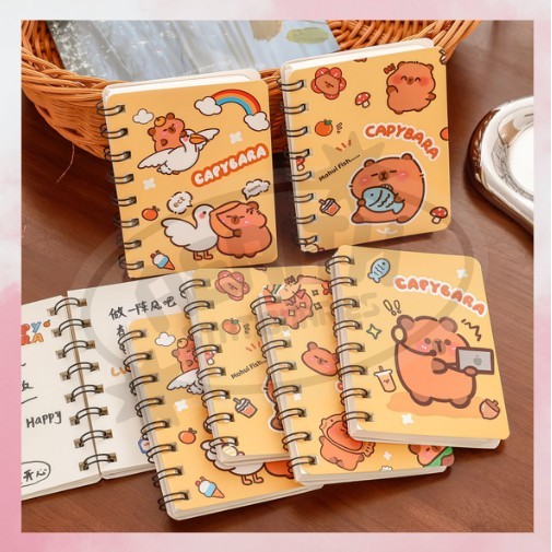 

AS Buku tulis spiral A7 lucu Ring Kapibara Notebook 80 lembar catatan sekolah Diary Book S-NB029
