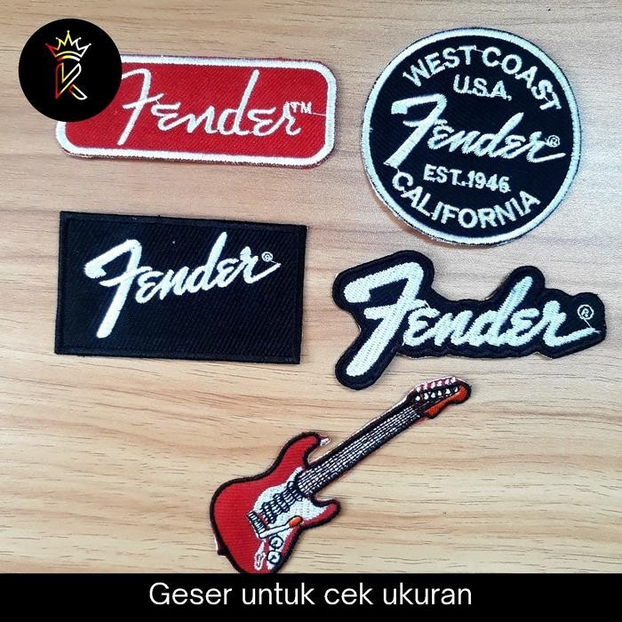 Patch bordir Fender/Patch fender/Badge fender/Logo fender/Patch gitar - fender Gitar