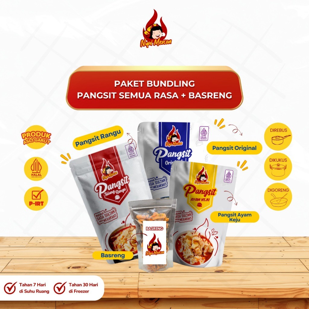 

Nyai Mercon - [FREE BASRENG PEDAS] Paket Bundling 3 Rasa Pangsit (Pangsit Rangu, Pangsit Keju, Pangsit Ori) Nyai Mercon Makanan Instan