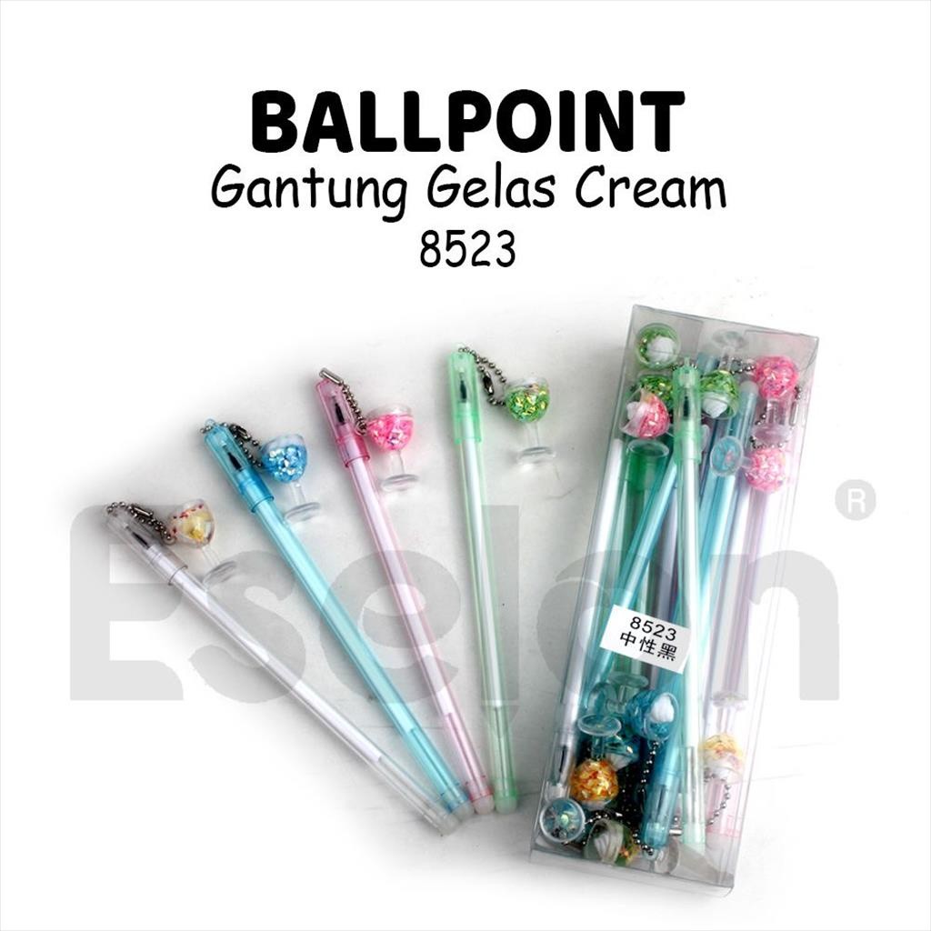 

♚12pcs Pulpen Gantung Gelas Cream 8523 / 1 pak pulpen fancy gantung♚