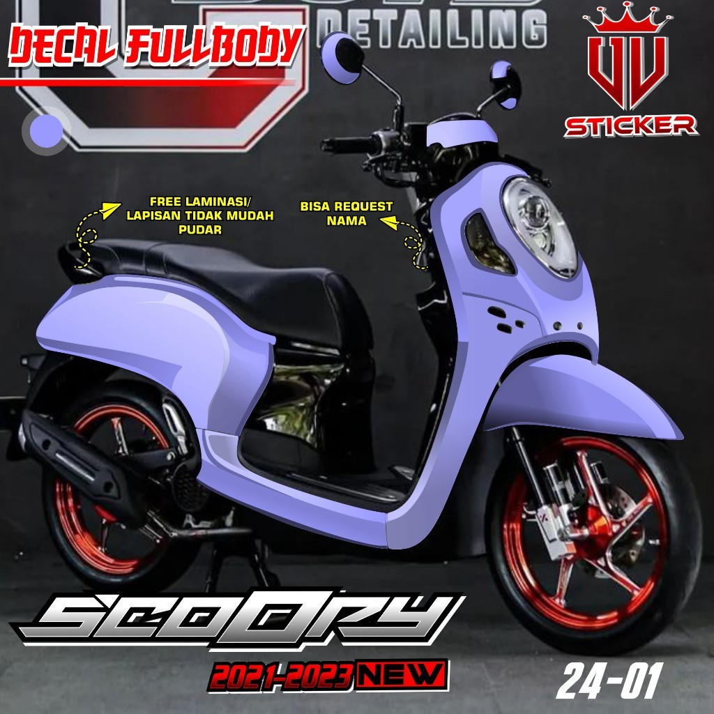 Decal Sticker Full Body Honda Scoopy Prestige 2021 2022 2023 2024 Sticker Decal Scoopy Polos Simple 
