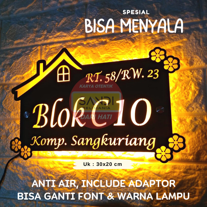 NEW PRODUK Papan Nomor Rumah Led Acrylic | Nomer Rumah Led Acrylic | No Rumah LED CUSTOM 2 WARNA TER