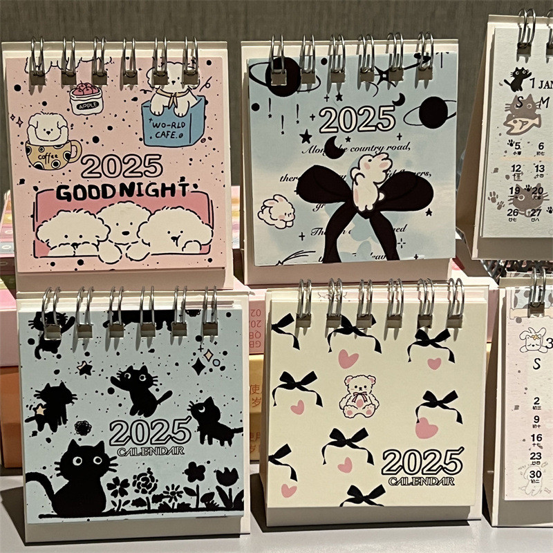 

2025 Cute Splashing Series Mini Desk Calendar Office Stationery Supplies Desktop Decorations Calendar Planner
