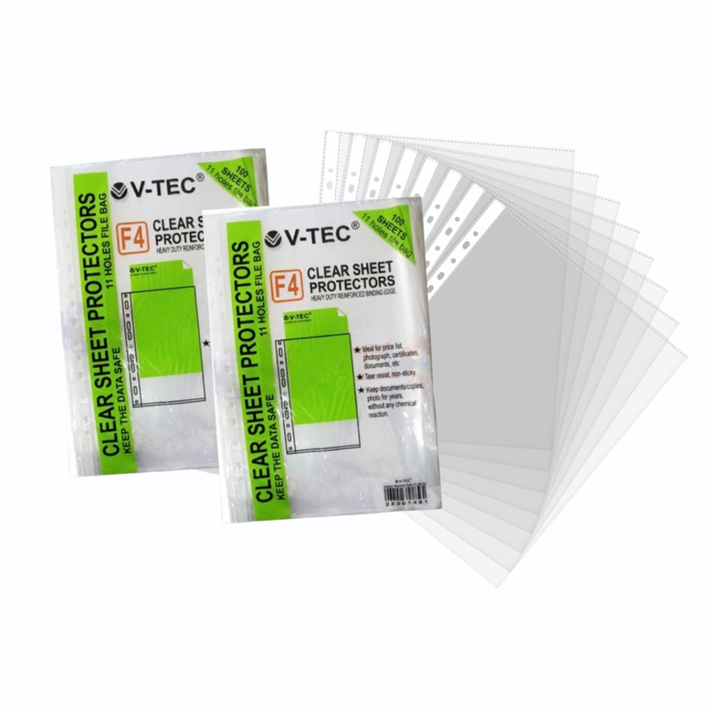 

[ATK88] 1PAK Sheet Protector Folio V-Tec F4 Isi 100 Pcs / Map Plastik Dokumen Ordner Binder