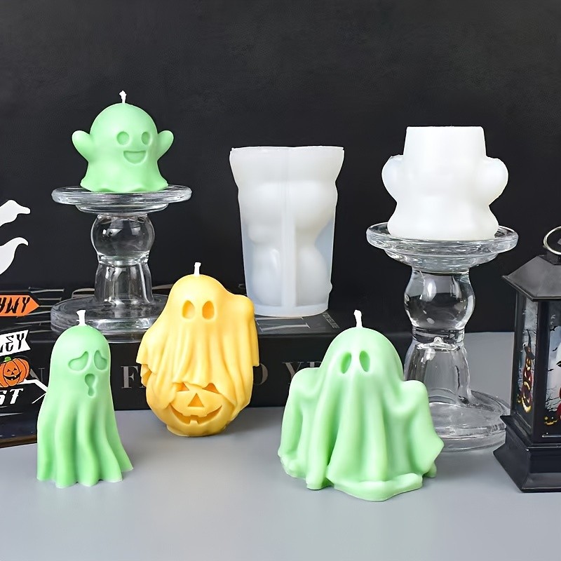 

Creative Silicone Ghost Candle Mold Reusable Handmade Candle Wax Soap Mold Halloween Diy Decoration Mold