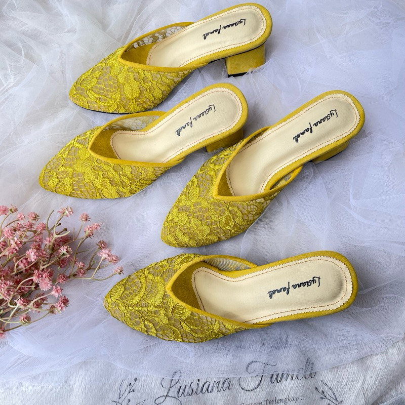 I sepatu pesta polos brukat hak 1 Sampai 7 cm  sepatu transparan heels kondangan sepatu lamaran wisu