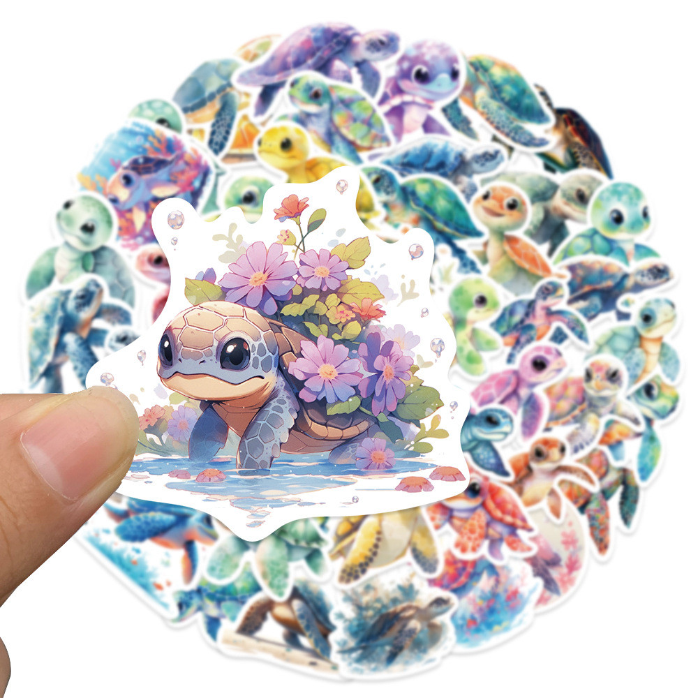 

50pcs Blue Sea World Turtle Stickers Pack for Kid Cartoon Graffiti Decals Scrapbooking Luggage Laptop Skateboard Wall Sticker
