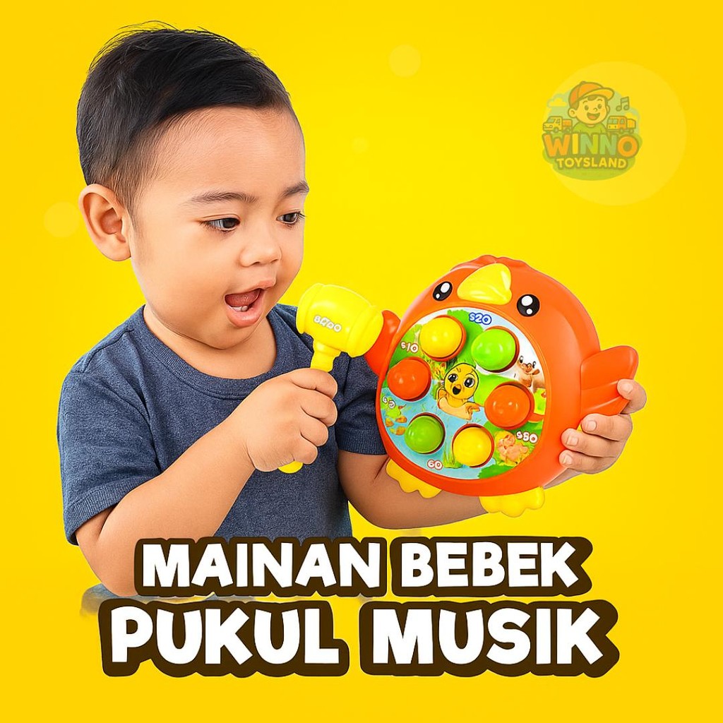 Mainan Lucu Pukul Tikus Musik Box Berlampu Motif Bebek dan Kura-kura Ukuran Jumbo Bisa Dibawa Kemana