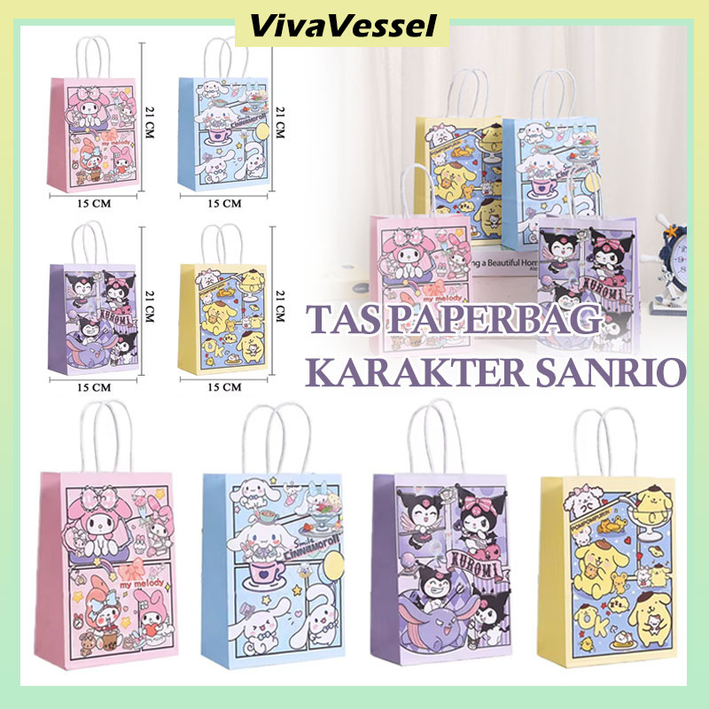 

Tas Kado Cute Ultah Anak/Paper Bag Happy Birthday Animasi Goodie Bag/Kantong Kertas Bertanda Logo Sanrio