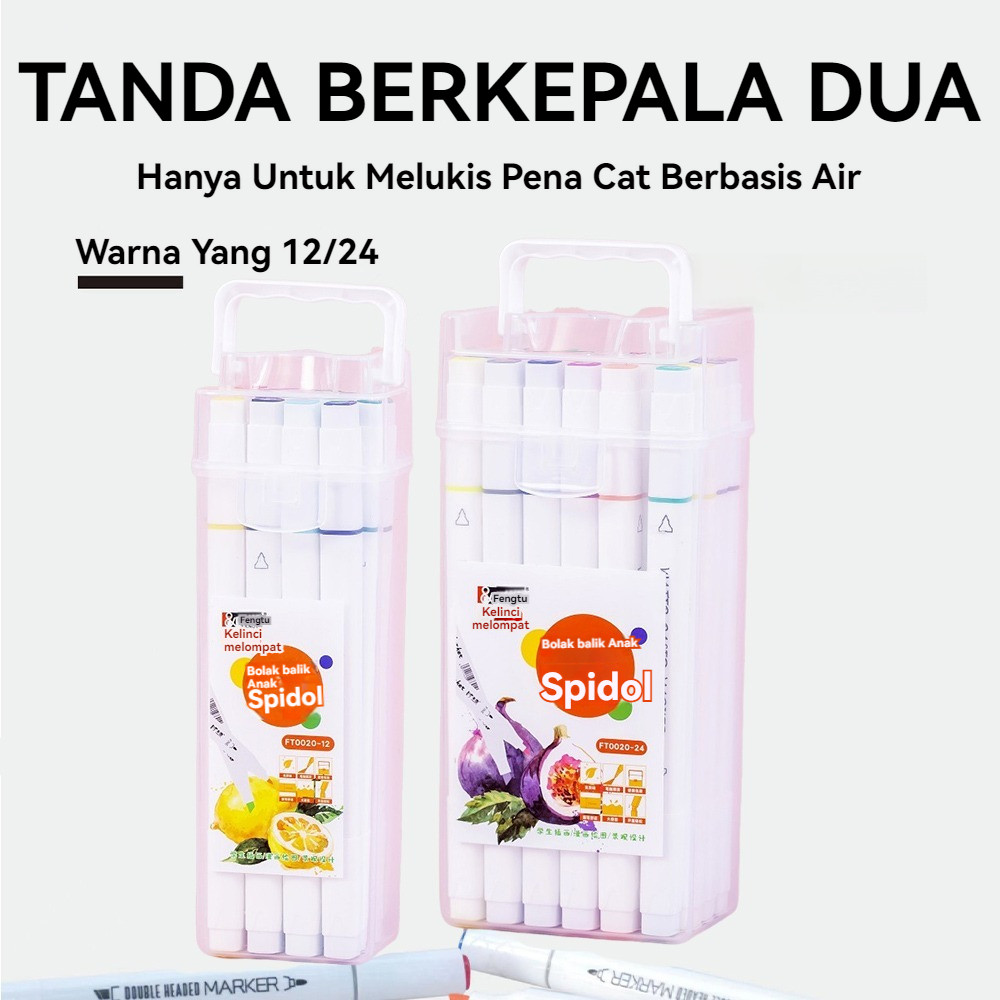 

Spidol Berbasis Minyak Ujung Ganda Set Lengkap Spidol Anak 12/24 Warna Pensil Cat Air Set Warna/ Spidol marker ﻿