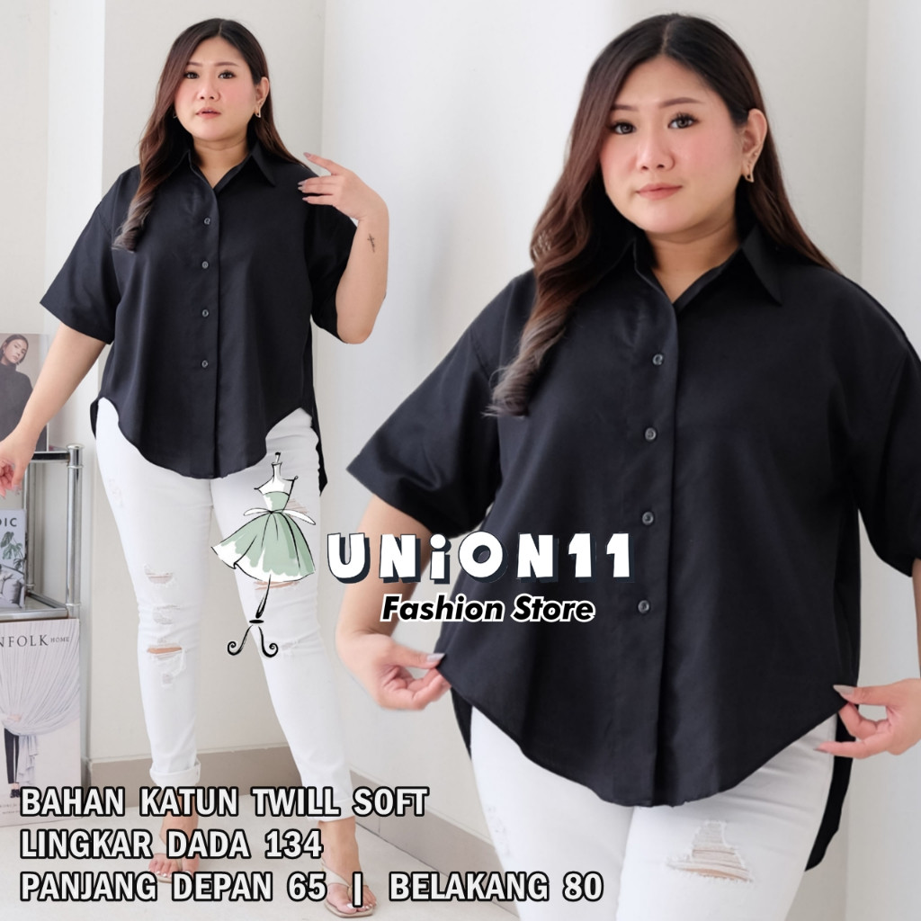 [𝗗𝘆𝗻𝗮𝗿𝗮]  KEMEJA JUMBO XXXXL WANITA LD 130 /  ATASAN JUMBO WANITA LD 130 / KEMEJA WANITA JUMBO LD 13